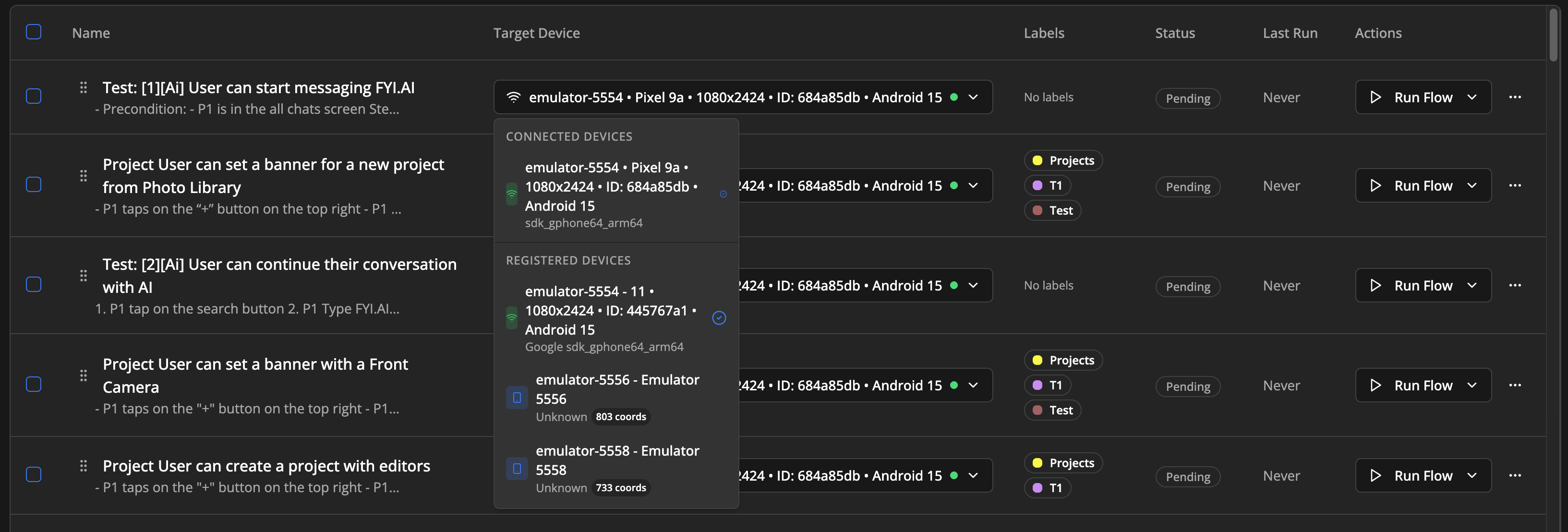 Select a device